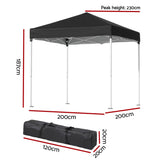 Instahut Gazebo 2x2m Outdoor Patio Garden Marquee Shade Black - Front View