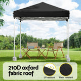 Instahut Gazebo 2x2m Outdoor Patio Garden Marquee Shade w/ Base Pods Black - Top-Down View