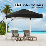 Instahut Gazebo 2x2m Outdoor Patio Garden Marquee Shade w/ Base Pods Black - 45-Degree Angle
