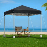 Instahut Gazebo 2x2m Outdoor Patio Garden Marquee Shade w/ Base Pods Black - Close-Up Angle