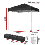 Instahut Gazebo 2x2m Outdoor Patio Garden Marquee Shade w/ Base Pods Black - Front View