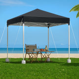 Instahut Gazebo 2x2m Outdoor Patio Garden Marquee Shade w/ Base Pods Black - Close-Up Angle