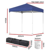 Instahut Gazebo 2x2m Outdoor Patio Garden Marquee Shade w/ Base Pods Blue - Front View