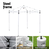 Instahut Gazebo 2x2m Outdoor Patio Garden Marquee Shade w/ Base Pods Blue - Rear View