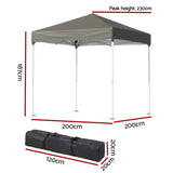 Instahut Gazebo 2x2m Outdoor Patio Garden Marquee Shade Grey - Front View