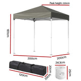Instahut Gazebo 2x2m Outdoor Patio Garden Marquee Shade w/ Base Pods Grey - Front View