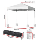 Instahut Gazebo 2x2m Outdoor Patio Garden Marquee Shade w/ Base Pods White - Front View