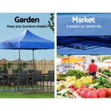 Instahut Gazebo Pop Up Marquee 3x3 Folding Tent Outdoor Camping 500D Oxford Blue - Top-Down View
