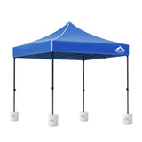 Instahut Gazebo Pop Up 3x3m w/Base Podx4 Marquee Folding Outdoor Wedding Camping Tent Shade Canopy Blue - Front View