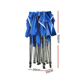 Instahut Gazebo Pop Up 3x3m w/Base Podx4 Marquee Folding Outdoor Wedding Camping Tent Shade Canopy Blue - Top-Down View