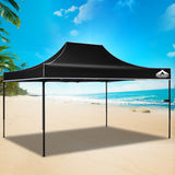 Instahut Gazebo Pop Up Marquee 3x4.5 Folding Tent 500D Wedding Camping Black - Close-Up Angle