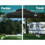 Instahut Gazebo Pop Up Marquee 3x4.5 Folding 500D Wedding Tent Base Pod Black - Top-Down View
