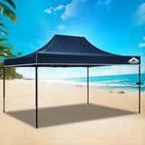 Instahut Gazebo Pop Up Marquee 3x4.5m Folding Tent Camping 500D Oxford Navy - Close-Up Angle