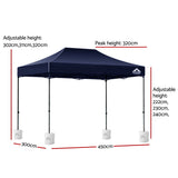 Instahut Gazebo Pop Up 3x4.5m w/Base Podx4 Marquee Folding Outdoor Wedding Camping Tent Shade Canopy Navy - Side View