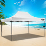 Instahut Gazebo Pop Up Marquee 3x4.5 Folding Tent 500D Oxford Fabric White - Close-Up Angle