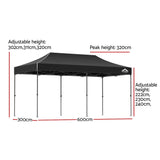 Instahut Gazebo Pop Up Marquee 3x6 Folding Tent Wedding 500D Camping Black - Front View