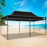Instahut Gazebo Pop Up Marquee 3x6 Folding Tent Wedding 500D Camping Black - Close-Up Angle