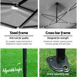 Instahut Gazebo Pop Up Marquee 3x6 Folding Outdoor 500D Tent Base Pod Black - Top-Down View