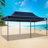 Instahut Gazebo Pop Up Marquee 3x6 Folding Tent Wedding 500D Oxford Camping Navy - Close-Up Angle