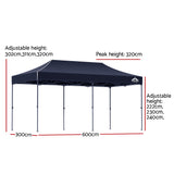 Instahut Gazebo Pop Up 3x6m w/Base Podx4 Marquee Folding Outdoor Wedding Camping Tent Shade Canopy Navy - Front View