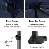 Instahut Gazebo Pop Up 3x6m w/Base Podx4 Marquee Folding Outdoor Wedding Camping Tent Shade Canopy Navy - Top-Down View