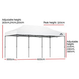 Instahut Gazebo Pop Up Marquee 3x6 Folding Tent Wedding 500D Oxford Fabric White - Front View
