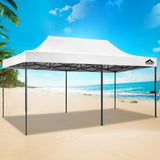 Instahut Gazebo Pop Up Marquee 3x6 Folding Tent Wedding 500D Oxford Fabric White - Close-Up Angle