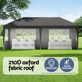 Instahut Gazebo 3x6m Pop Up Marquee Wedding Party Outdoor Camping Canopy Grey - Top-Down View