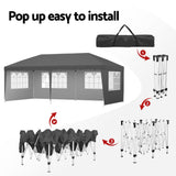 Instahut Gazebo 3x6m Pop Up Marquee Wedding Party Outdoor Camping Canopy Grey - 45-Degree Angle