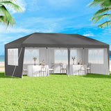 Instahut Gazebo 3x6m Pop Up Marquee Wedding Party Outdoor Camping Canopy Grey - Close-Up Angle