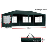 Instahut Gazebo 3x6m Marquee Wedding Party Tent Outdoor Camping Side Wall Canopy 4 Panel Green - Front View