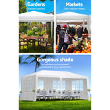 Instahut Gazebo 3x6m Marquee Wedding Party Tent Outdoor Camping Side Wall Canopy 4 Panel White - Top-Down View
