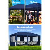 Instahut Gazebo 3x6m Marquee Wedding Party Tent Outdoor Camping Side Wall Canopy 6 Panel Blue - Top-Down View