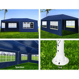 Instahut Gazebo 3x6m Marquee Wedding Party Tent Outdoor Camping Side Wall Canopy 6 Panel Blue - 45-Degree Angle