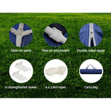 Instahut Gazebo 3x6m Marquee Wedding Party Tent Outdoor Camping Side Wall Canopy 6 Panel Blue - Rear View
