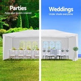 Instahut Gazebo 3x6m Marquee Wedding Party Tent Outdoor Camping Side Wall Canopy 6 Panel White - Top-Down View