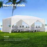 Instahut Gazebo 3x6m Marquee Wedding Party Tent Outdoor Camping Side Wall Canopy 6 Panel White - 45-Degree Angle