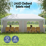 Instahut Gazebo Pop Up Marquee 3x6m Wedding Party Outdoor Camping Tent Canopy Side Wall White - Top-Down View