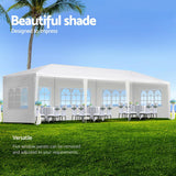 Instahut Gazebo 3x9m Marquee Wedding Party Tent Outdoor Camping Side Wall Canopy 5 Panel White - Top-Down View