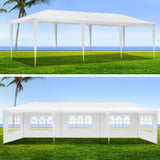 Instahut Gazebo 3x9m Marquee Wedding Party Tent Outdoor Camping Side Wall Canopy 5 Panel White - 45-Degree Angle