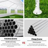 Instahut Gazebo 3x9m Marquee Wedding Party Tent Outdoor Camping Side Wall Canopy 5 Panel White - Rear View