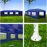 Instahut Gazebo 3x9m Marquee Wedding Party Tent Outdoor Camping Side Wall Canopy 8 Panel Blue - Side View