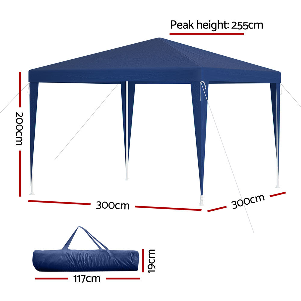 INSTAHUT 3x3m Outdoor Gazebo Canopy Tent for Weddings, Parties, and Events - UV & Water Resistant