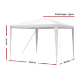 Instahut Gazebo 3x3m Wedding Party Marquee Tent Outdoor Event Camping Canopy Shade White - Front View