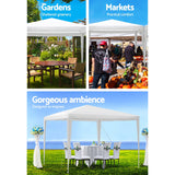 Instahut Gazebo 3x3m Wedding Party Marquee Tent Outdoor Event Camping Canopy Shade White - Top-Down View