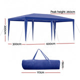 Instahut Gazebo 3x6m Wedding Party Marquee Tent Outdoor Event Camping Canopy Shade Blue - Front View