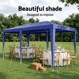 Instahut Gazebo 3x6m Wedding Party Marquee Tent Outdoor Event Camping Canopy Shade Blue - Top-Down View
