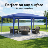 Instahut Gazebo 3x6m Wedding Party Marquee Tent Outdoor Event Camping Canopy Shade Blue - Low Angle