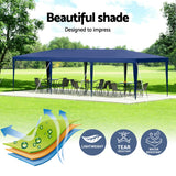Instahut Gazebo 3x9m Wedding Party Marquee Tent Outdoor Event Camping Shade Blue - Top-Down View