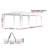 Instahut Gazebo 3x9 Wedding Party Marquee Tent Outdoor Event Camping Shade White - Front View